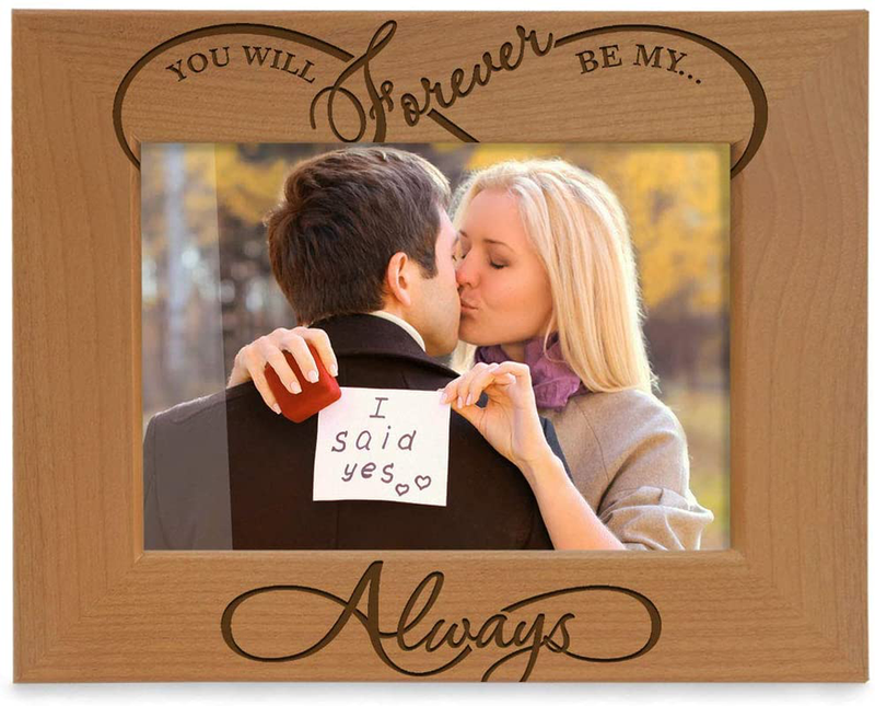 KATE POSH - You Will Forever be My Always, Infinity Sign Decor. Engraved Natural Wood Picture Frame - Wedding Gifts, Engagement Gifts for Couples, 5th Anniversary for her for him (4x6-Vertical) Home & Garden > Decor > Seasonal & Holiday Decorations KATE POSH 5x7-Horizontal  