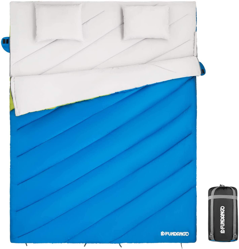 FUNDANGO 3-In-1 XL Queen Double 2 Person Sleeping Bag with 2 Pillows for Family, Couple, Adult, Oversize Lightweight Waterproof Warm Weather Sleeping Bag for Camping, Hiking, Backpacking Sporting Goods > Outdoor Recreation > Camping & Hiking > Sleeping BagsSporting Goods > Outdoor Recreation > Camping & Hiking > Sleeping Bags FUNDANGO   