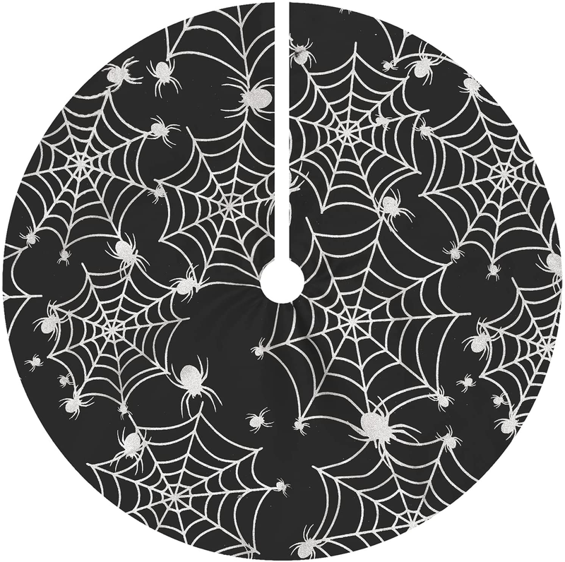 Halloween 36 Inches Tree Skirt with Spider Net,Christmas Silver Tree mat for Holiday Party Decorations Home & Garden > Decor > Seasonal & Holiday Decorations > Christmas Tree Skirts FLASH WORLD Sliver 36 INCH 