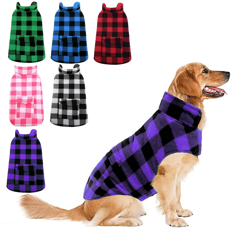 Dog Winter Coat, ASENKU Dog Jacket Plaid Reversible Dog Vest Waterproof Cold Weather Dog Clothes Pet Apparel for Small Medium Large Dogs