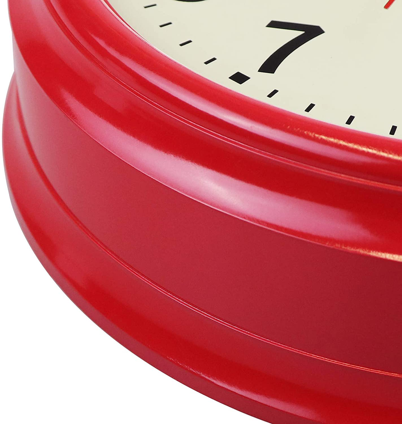 Lumuasky Retro Wall Clock 9.5 Inch Red Kitchen 50's Vintage Design Round Silent Non Ticking Battery Operated Quality Quartz Clock Home & Garden > Decor > Clocks > Wall Clocks Lumuasky   