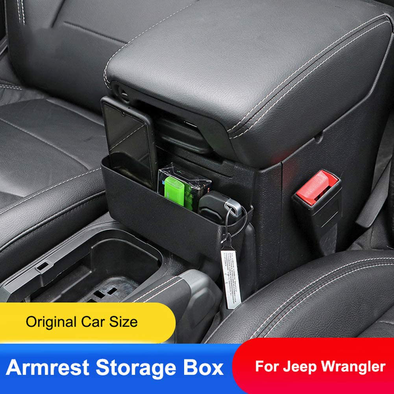 QHCP Car Rear Armrest Storage Box Organizer Barrel Case Stowing Tidying Fit for Jeep Wrangler JL 2018 2019 Interior Accessories  QHCP   