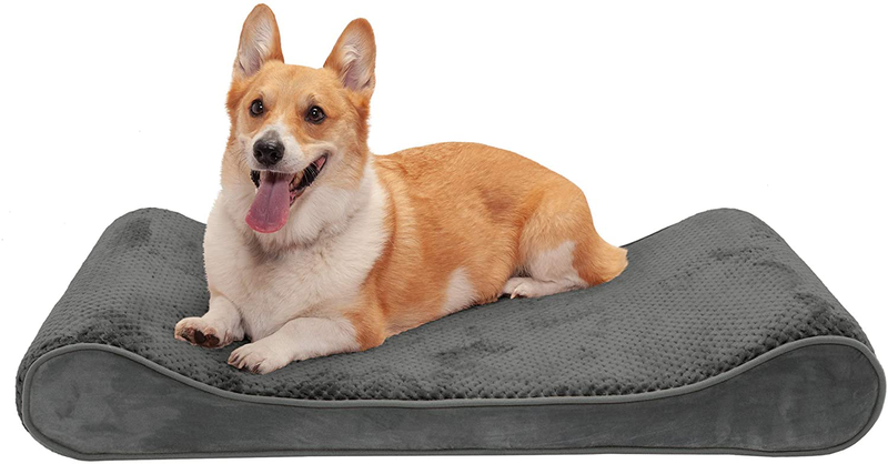 Furhaven Orthopedic, Cooling Gel, and Memory Foam Pet Beds for Small, Medium, and Large Dogs - Ergonomic Contour Luxe Lounger Dog Bed Mattress and More Animals & Pet Supplies > Pet Supplies > Dog Supplies > Dog Beds Furhaven Pet Products, Inc Minky Gray Contour Bed (Memory Foam) Large (Pack of 1)
