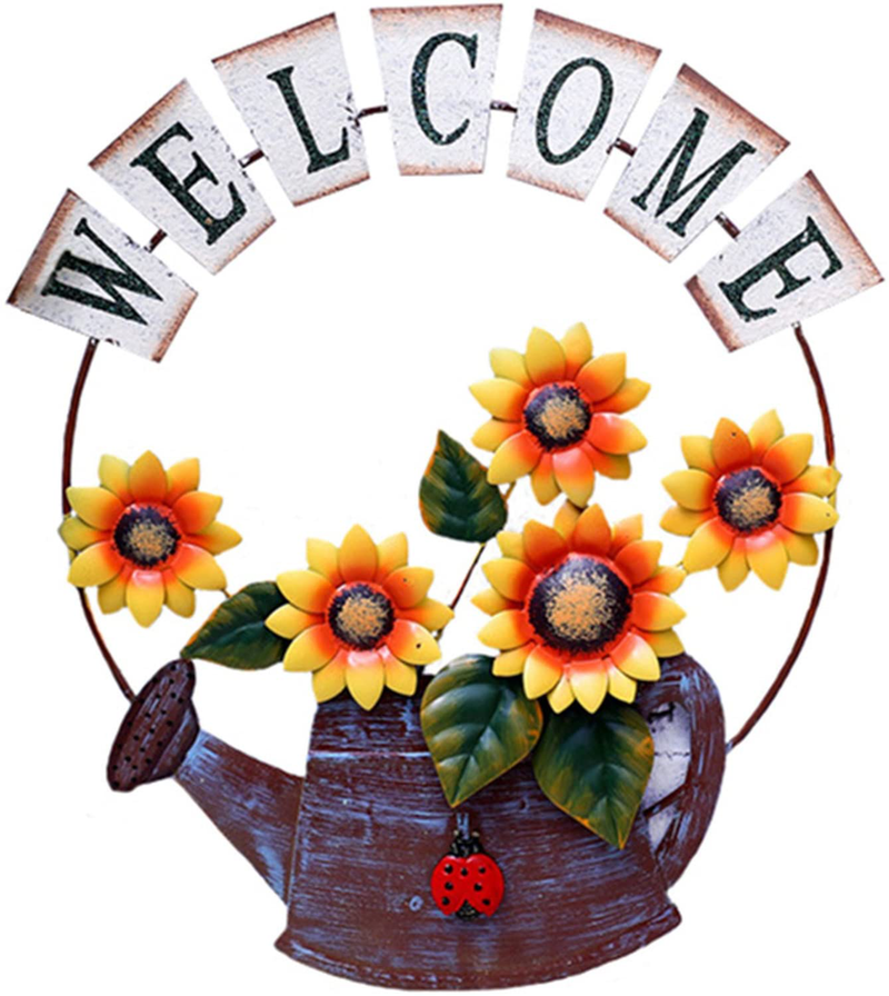 D-Fokes Flower Welcome Sign Decorative Vintage Wooden Wall Hanging Home Garden Decor - Craft Hanging Sign Home Sweet Home Wall Door Ornaments with String Home & Garden > Decor > Artwork > Sculptures & Statues D-Fokes Watering Pot  