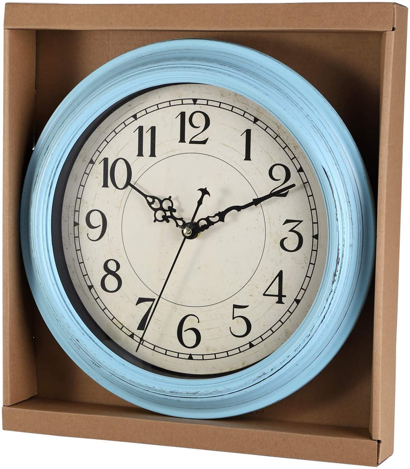 Hedume 12 Inch Retro Wall Clock, Silent Non-Ticking Round Vintage Quartz Decorative Battery Operated Wall Clock Easy to Read for Kitchen/Living Room/Bedroom/Office