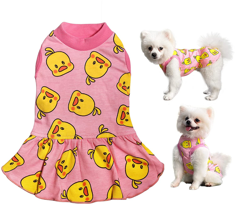 TONY HOBY Pet Dresses Dog Dresses Made of Pure Cotton with Green Dot for Small Medium Large Dog Animals & Pet Supplies > Pet Supplies > Cat Supplies > Cat Apparel TONY HOBY Pink & Yellow Medium 
