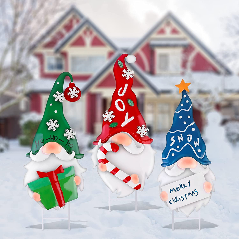 Ruisita Metal Christmas Yard Sign Metal Christmas Tree Santa Claus Snowman Yard Stake Metal Holiday Outdoor Garden Signs with Stakes for Outdoor Garden Lawn Pathway Christmas Decoration Yard Home & Garden > Decor > Seasonal & Holiday Decorations& Garden > Decor > Seasonal & Holiday Decorations Ruisita Gnome  
