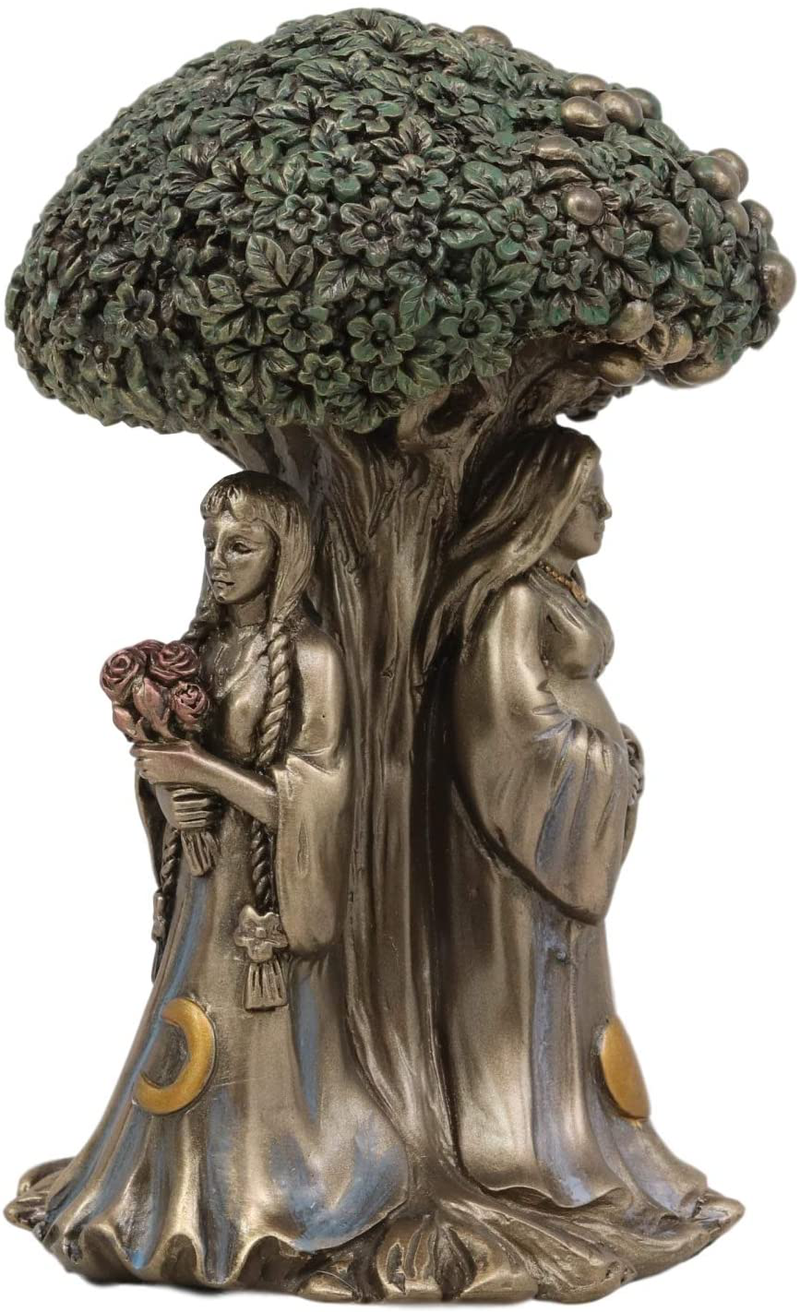 Ebros Celtic Sacred Moon Triple Goddess Mother Maiden Crone Under Tree of Life Statue 5.5" Tall Hecate Brigid Wicca Wiccan Holy Trinity Decor Sculpture Decorative Figurine Cosmic Celestial Gods Home & Garden > Decor > Seasonal & Holiday Decorations Ebros Gift   