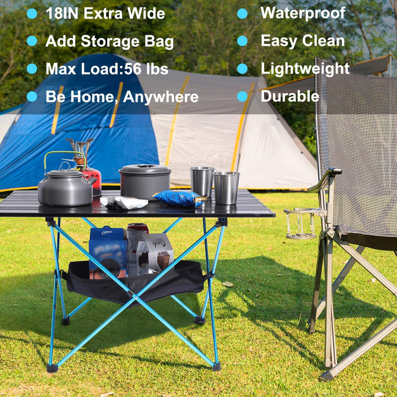 G4Free Camping Table Folding Portable Camp Table Ultralight Collapsible Aluminum Tables with Mesh Storage Bag