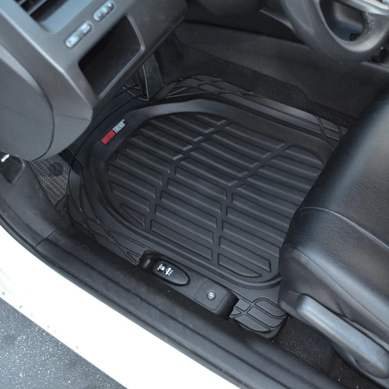 Motor Trend 923-BK Black FlexTough Contour Liners-Deep Dish Heavy Duty Rubber Floor Mats for Car SUV Truck & Van-All Weather Protection, Universal Trim to Fit Vehicles & Parts > Vehicle Parts & Accessories > Motor Vehicle Parts > Motor Vehicle Seating Motor Trend   