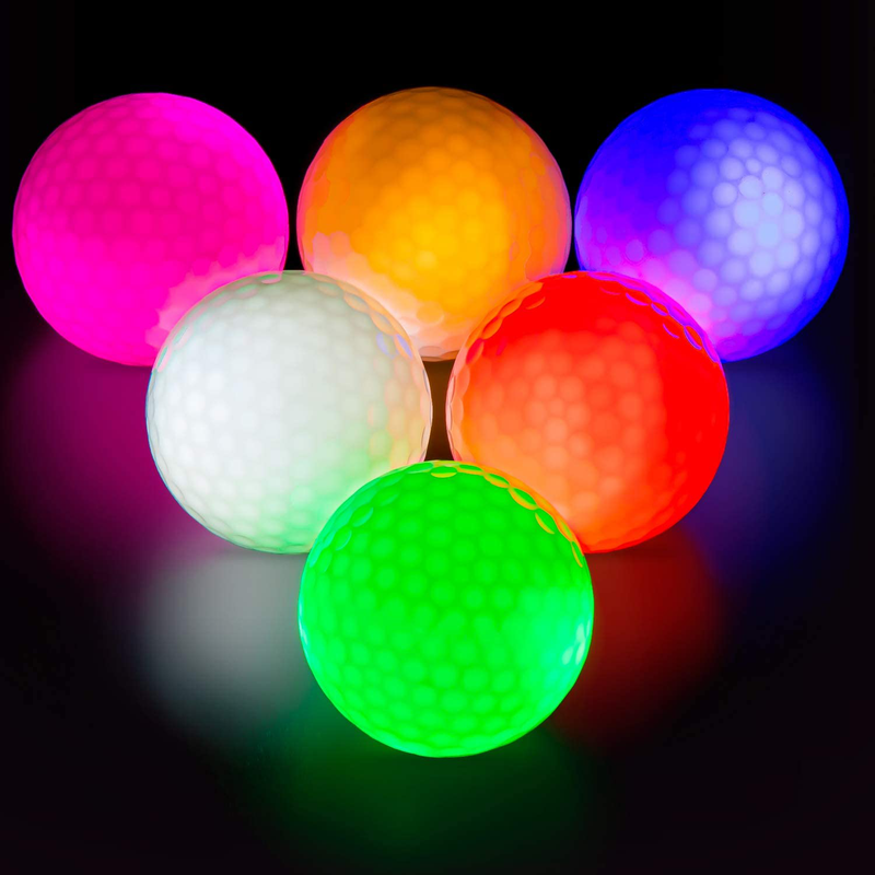 THIODOON Glow Golf Balls Led Golf Balls Glow in The Dark Golf Balls Flashing Golf Ball Light up Long Lasting Bright Night Sports 6 Colors for Your Choice  THIODOON 6 Pack: 6 colos in one  