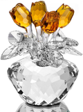 H&D Spring Bouquet Crystal Glass Flowers Yellow Rose Figurine Ornament Gift-Boxed Home & Garden > Decor > Vases H&D No.5  
