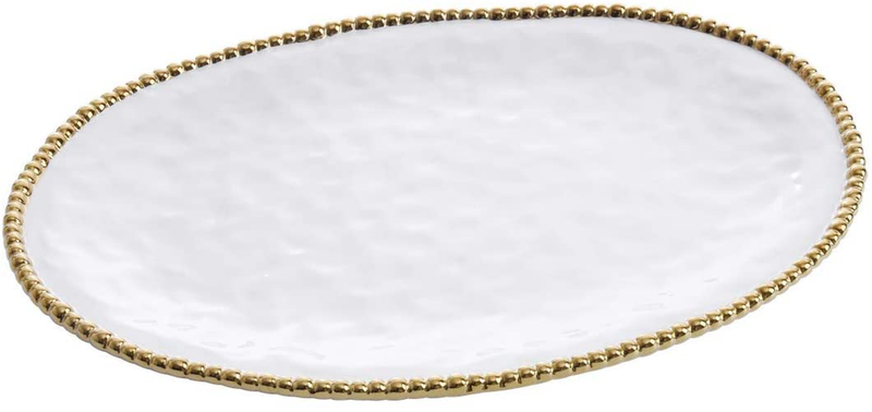 Pampa Bay Porcelain Large Oval Thanksgiving, Christmas, Hannukah, and Holiday and Party Serving Platter (Salerno) Home & Garden > Decor > Seasonal & Holiday Decorations& Garden > Decor > Seasonal & Holiday Decorations Pampa Bay White and Gold  