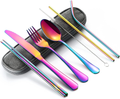 Portable Travel Utensil Set with Case, 8 Piece Stainless Steel Silverware Travel Cutlery Set Reusable Camping Flatware Set with Chopsticks Knife and forks for RV, Picnic, Driver, School Home & Garden > Kitchen & Dining > Tableware > Flatware > Flatware Sets HYXUS Coloful  