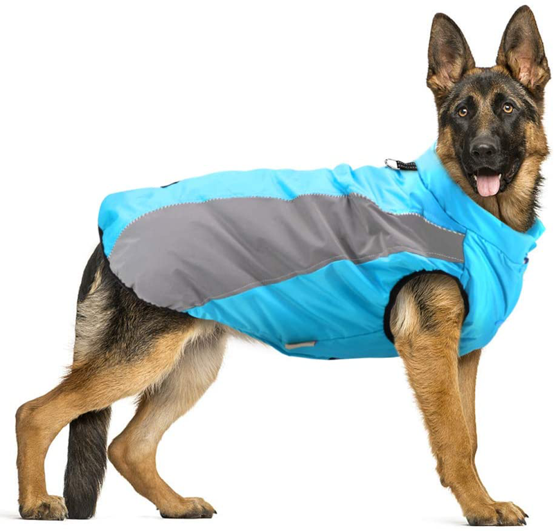 Didog Waterproof Dog Winter Coats Clothes,Reflective Dog Cold Weather Vest Jackets with Soft Warm Fleece,Windproof Dog Apparel for Medium Large Dogs Animals & Pet Supplies > Pet Supplies > Dog Supplies > Dog Apparel Didog Blue Chest: 29 in, Back Length: 23.5 in 