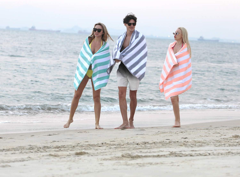 HENBAY Fluffy Large Beach Towel - 4 Pack Plush 30 x 60 Inch Cotton Pool Towel, Oversized Mixture Striped Swimming Cabana Towel Home & Garden > Linens & Bedding > Towels HENBAY   