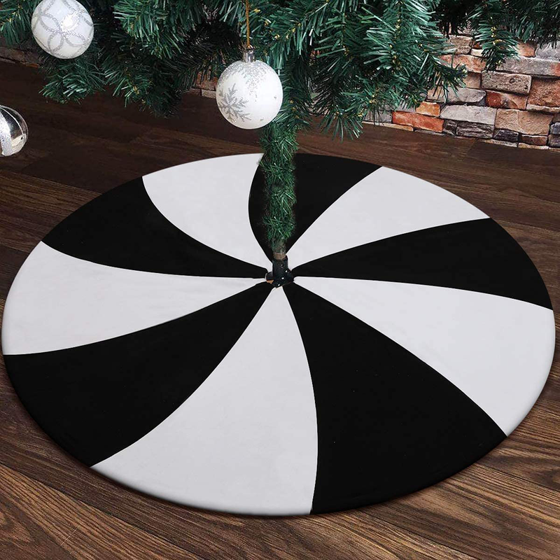 Sofevaim Black and White Lollipop 36 inch Tree Skirt,Patchwork Halloween&Christmas Tree Mat,Ornaments for Tree Home Holiday Party Decoration