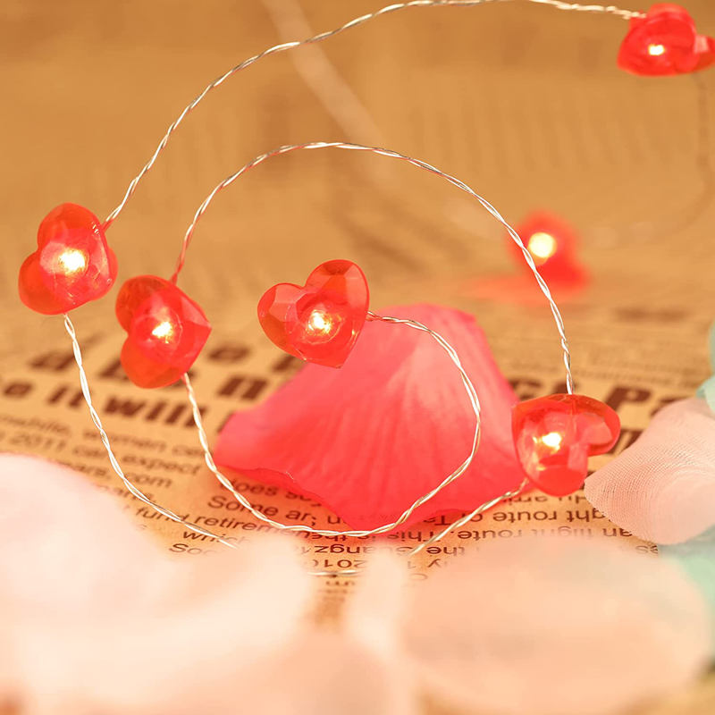 Ehome Valentines Day Decoration, 6 Pack 7.2Ft 20Leds Heart String Lights Battery Operated Waterproof Red Heart Fairy Lights for Valentine'S Day Mother'S Day Thanksgiving Wedding Decor Home & Garden > Decor > Seasonal & Holiday Decorations Ehome   