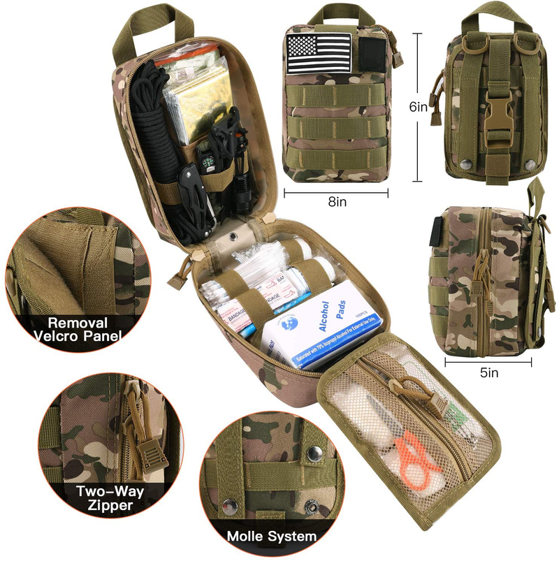 KOSIN Survival Gear and Equipment, 500 Pcs Survival First Aid kit, Fishing Gifts for Men Dad Boy Fathers Day, Trauma Bag Compatible Outdoor Tactical Gear Molle Pouch for Camping Hunting Hiking  KOSIN   