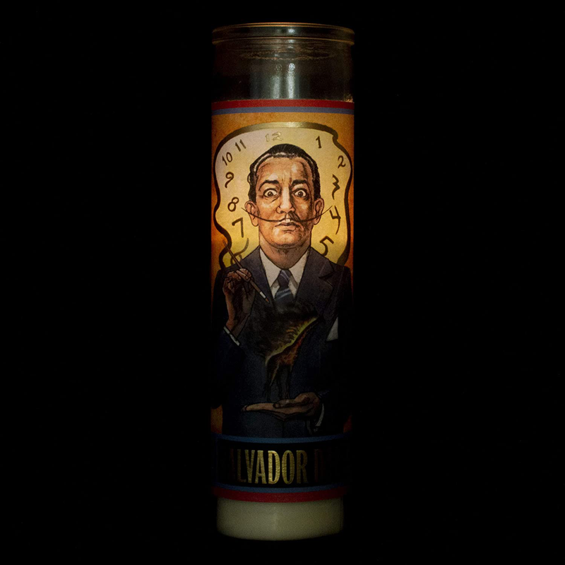 Salvador Dali Secular Saint Candle - 8.5 Inch Glass Prayer Votive - Made in The USA