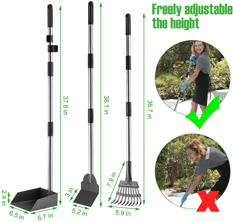 MOICO Pooper Scooper for Large and Small Dogs, Easy to Use Dog Poop Scooper with Metal Tray, Rake and Spade, Durable and Sturdy, Great for Grass, Gravel, Dirt Animals & Pet Supplies > Pet Supplies > Dog Supplies MOICO   