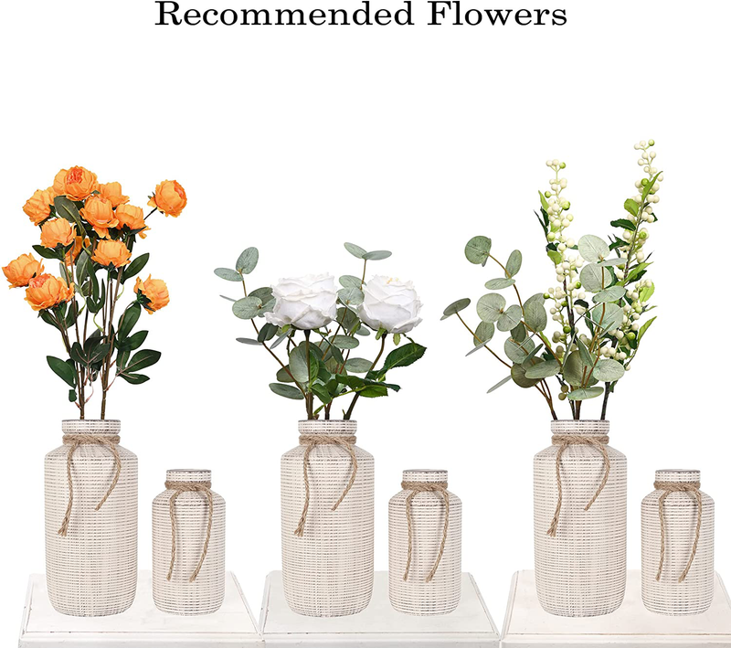 TERESA'S COLLECTIONS Ceramic Decorative Vase, Rustic Farmhouse Vases for Home Decor, Table, Mantel, Living Room Decoration, 11 inch, Set of 2 Home & Garden > Decor > Vases TERESA'S COLLECTIONS   