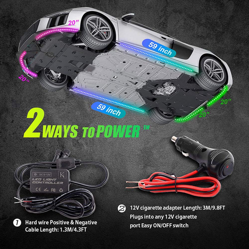 KORJO Car Underglow Lights, 6 Pcs Bluetooth Led Strip Lights with Dream Color Chasing, APP Control 12V 300 LEDs Underbody Lights, Waterproof Underglow Led Light Kit for Cars, Trucks, Boats Vehicles & Parts > Vehicle Parts & Accessories > Motor Vehicle Parts > Motor Vehicle Lighting KORJO   
