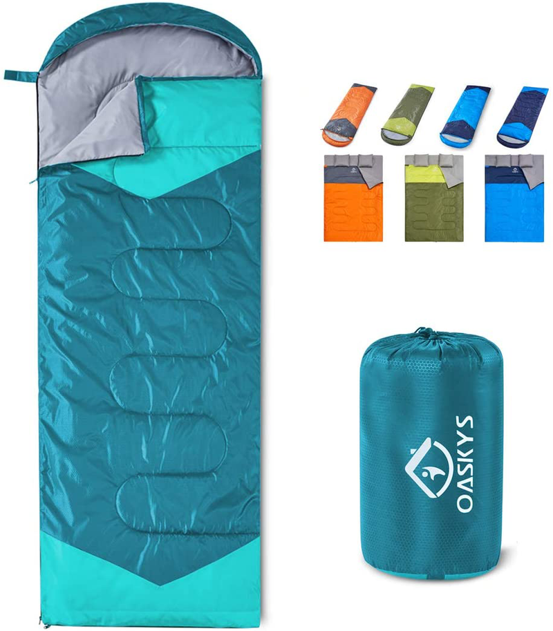 oaskys Camping Sleeping Bag - 3 Season Warm & Cool Weather - Summer, Spring, Fall, Lightweight, Waterproof for Adults & Kids - Camping Gear Equipment, Traveling, and Outdoors  oaskys Sky Blue 29.5in x 86.6" 