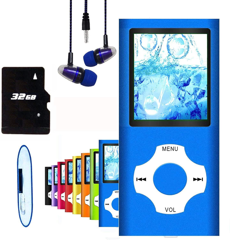 MP3 Player / MP4 Player, Hotechs MP3 Music Player with 32GB Memory SD Card Slim Classic Digital LCD 1.82'' Screen Mini USB Port with FM Radio, Voice Record Electronics > Audio > Audio Players & Recorders > MP3 Players Hotechs. Blue  