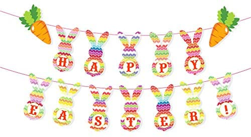 Happy Easter Banner, Easter Party Decorations for the Home,Spring Easter Mantel Fireplace Hanging Decor Home & Garden > Decor > Seasonal & Holiday Decorations FKEYTO   