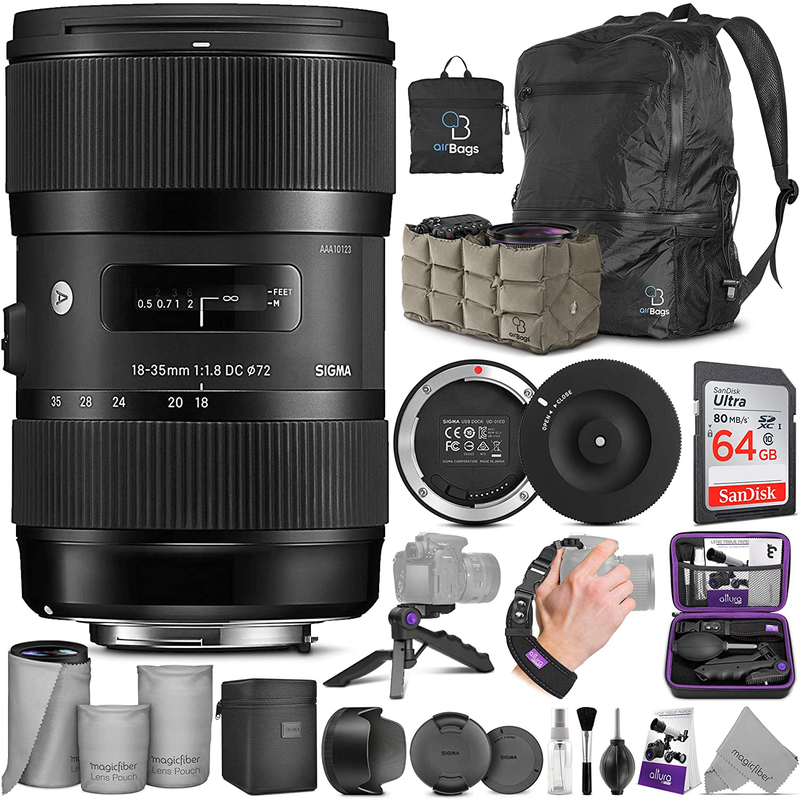 Sigma 18-35mm F1.8 Art DC HSM Lens for Nikon DSLR Cameras + Sigma USB Dock with Altura Photo Advanced Accessory and Travel Bundle
