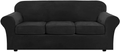 Modern Velvet Plush 4 Piece High Stretch Sofa Slipcover Strap Sofa Cover Furniture Protector Form Fit Luxury Thick Velvet Sofa Cover for 3 Cushion Couch, Machine Washable(Sofa,Peacock Blue) Home & Garden > Decor > Chair & Sofa Cushions H.VERSAILTEX Jet Black X-Large 