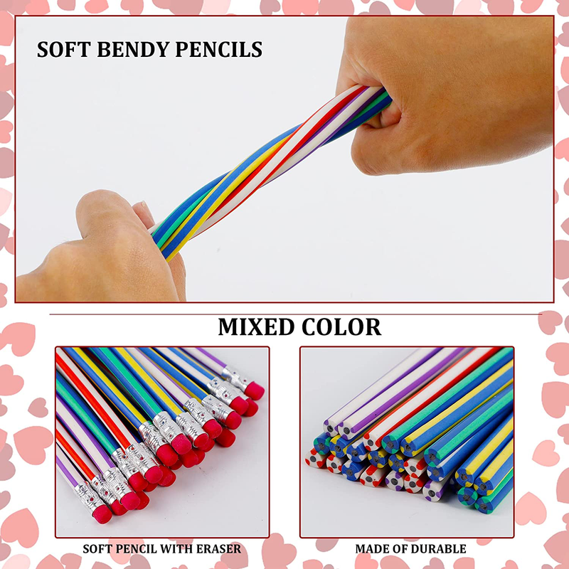Juegoal 28 Pack Valentines Party Favors Set for Kids, Hearts Filled Bendy Pencils with Valentines Cards, Pencil Eraser for School Class Valentines Gifts Boys Girls Exchange Supplies Bulk Game Prizes Home & Garden > Decor > Seasonal & Holiday Decorations Juegoal   