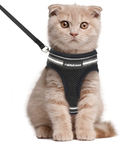 rabbitgoo Cat Harness and Leash Set for Walking Escape Proof, Adjustable Soft Kittens Vest with Reflective Strip for Cats, Comfortable Outdoor Vest, Black, S (Chest:9.0"-12.0") Animals & Pet Supplies > Pet Supplies > Cat Supplies > Cat Apparel rabbitgoo Black Large 
