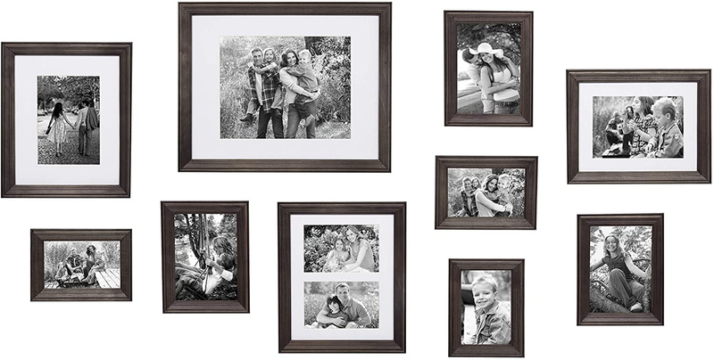 Kate and Laurel Bordeaux Gallery Wall Kit, Set of 10 with Assorted Size Frames in 3 Different Finishes - White Wash, Charcoal Gray, and Rustic Gray Home & Garden > Decor > Picture Frames Kate and Laurel Gray 10 Piece 