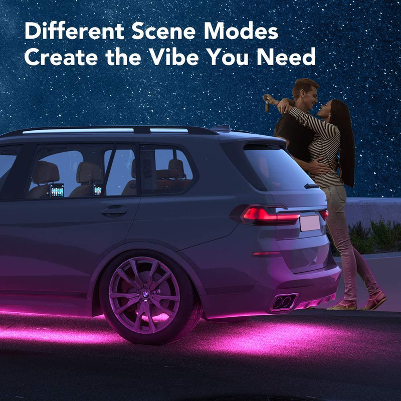 Govee Exterior Car LED Lights, RGB Underglow Car Lights with Remote Control, 32 Colors Changing, 7 Scene Mode, Music Mode, Dimmable 2 Lines Design Underlights for Cars, SUVs, Trucks, DC 12-24V Vehicles & Parts > Vehicle Parts & Accessories > Motor Vehicle Parts > Motor Vehicle Lighting Govee   