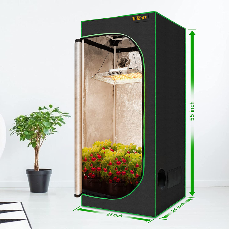 Tntants Grow Tent Kit - 24X24X55 Inch Mylar Tent with 3.3X3.3 Ft Dimming Spectrumed Led Grow Light ,Grow Tent Kit Complete, Grow Bags/Light Timer/Inflat Fan/Carbon Filter/Thermo/Humidity Meter Sporting Goods > Outdoor Recreation > Camping & Hiking > Tent Accessories TNTANTS   