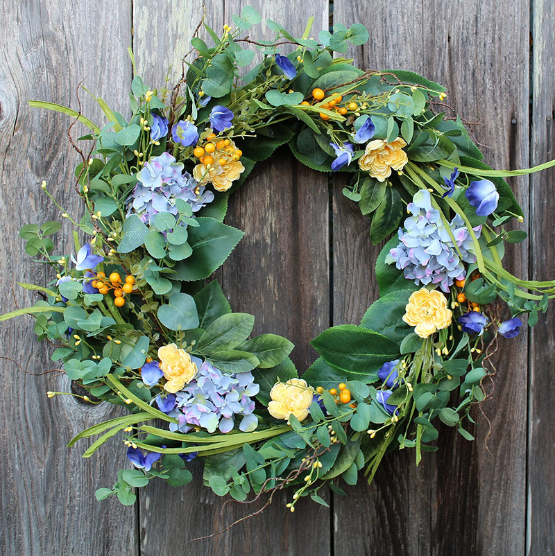 The Wreath Depot Aftonshire Silk Spring Front Door Wreath 24 Inch, Beautiful Handcrafted Wreath Design, White Storage Gift Box Included Home & Garden > Decor > Seasonal & Holiday Decorations The Wreath Depot   