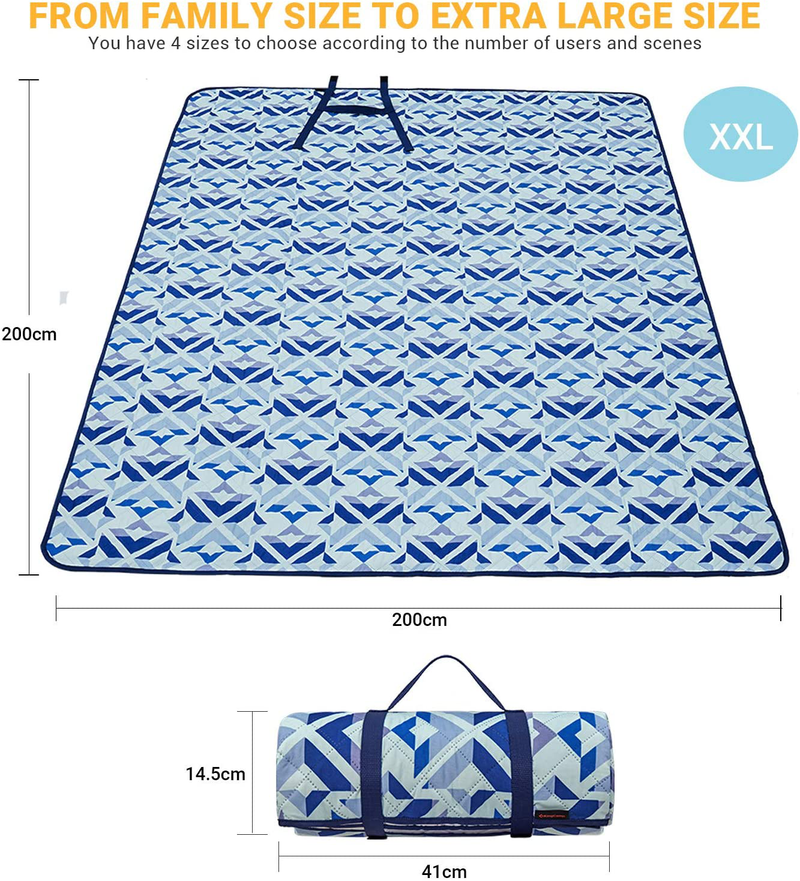 KingCamp Outdoor Picnic Blanket Waterproof Beach Mat for Camping on Grass Oversize Foldable Sandproof Beach Blanket Park Hiking Four Sizes