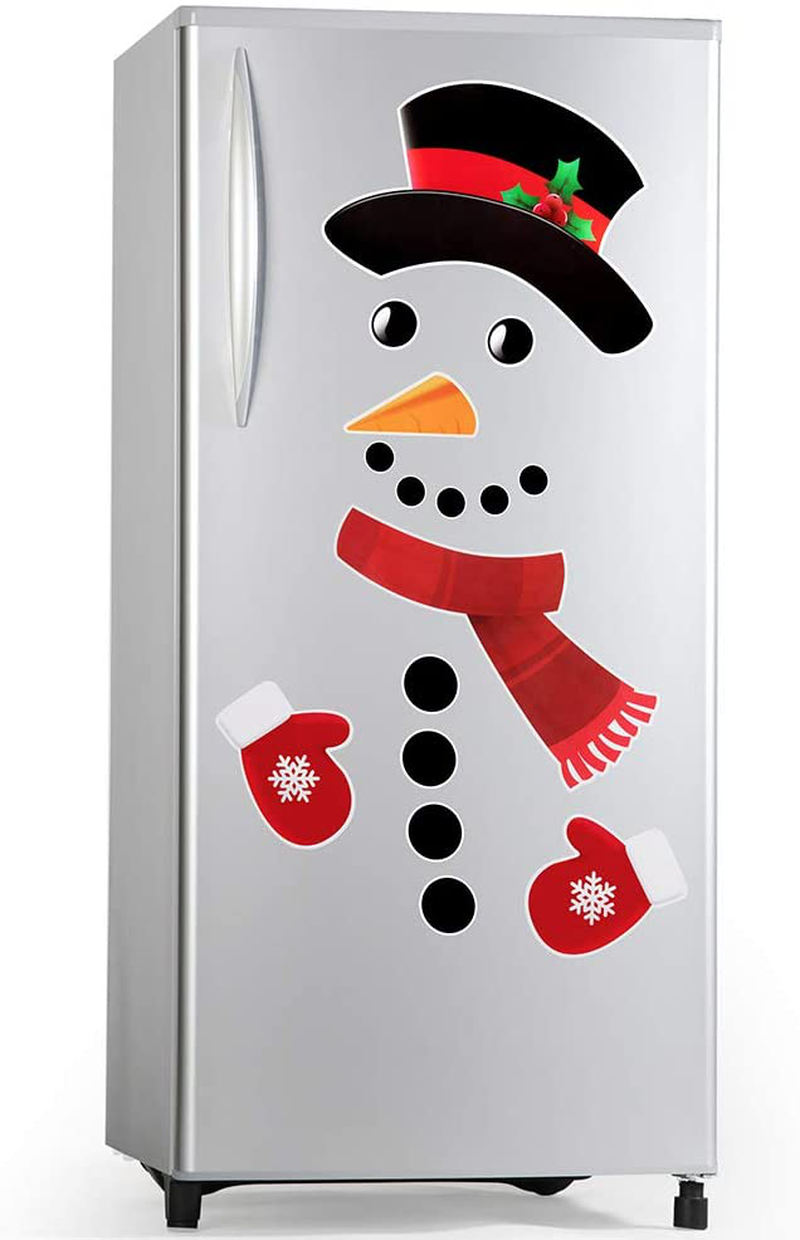 D-FantiX Snowman Refrigerator Magnets Set of 16, Cute Funny Fridge Magnet Refrigerator Stickers Holiday Christmas Decorations for Fridge, Metal Door, Garage, Office Cabinets (Large)