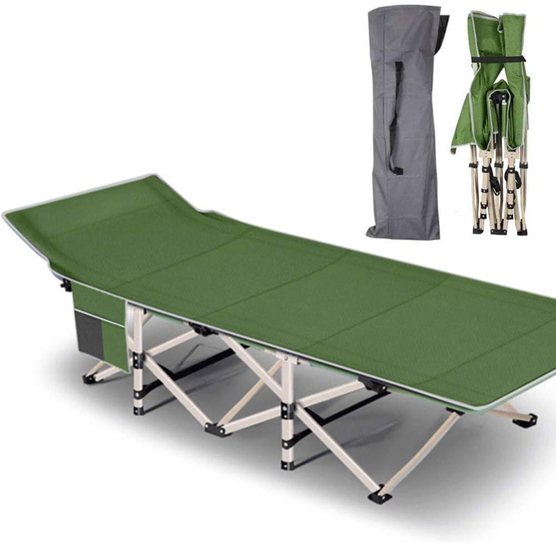 Folding Camping Cots for Adults Heavy Duty Cot with Carry Bag, Portable Durable Sleeping Bed for Camp Office Home Use Outdoor Cot Bed for Traveling (2Pack -Blue with Mattress) Sporting Goods > Outdoor Recreation > Camping & Hiking > Camp Furniture JOZTA Green Without Mattress  
