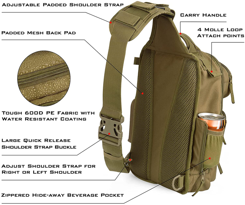 Kastking Blowbak Tactical Fishing Sling Tackle Storage Bag – Lightweight Sling Fishing Backpack - Sling Tool Bag for Fishing Hiking Hunting Camping