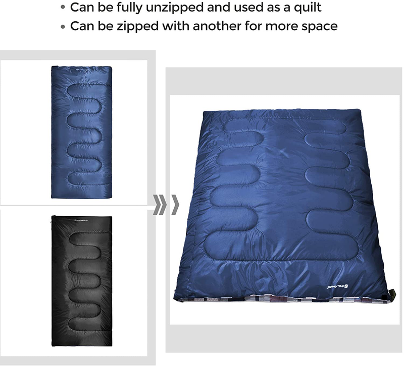 SONGMICS Sleeping Bag for Adults Boys and Girls, Washed Cotton Liner, Backpacking Hiking Camping, Warm and Cold Weather 3 Seasons, Ultralight Portable, Indoor and Outdoor, with Compression Sack Sporting Goods > Outdoor Recreation > Camping & Hiking > Sleeping Bags SONGMICS   