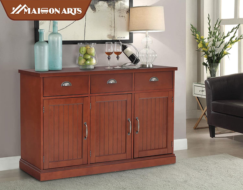 MAISON ARTS Buffet Cabinet Storage Kitchen Cabinet Sideboard Farmhouse Buffet Server Bar Cabinet with 3 Drawers & 3 Doors Console Table for Dining Living Room Decorative Floor Chests Cupboard, Brown Home & Garden > Kitchen & Dining > Food Storage MAISON ARTS   