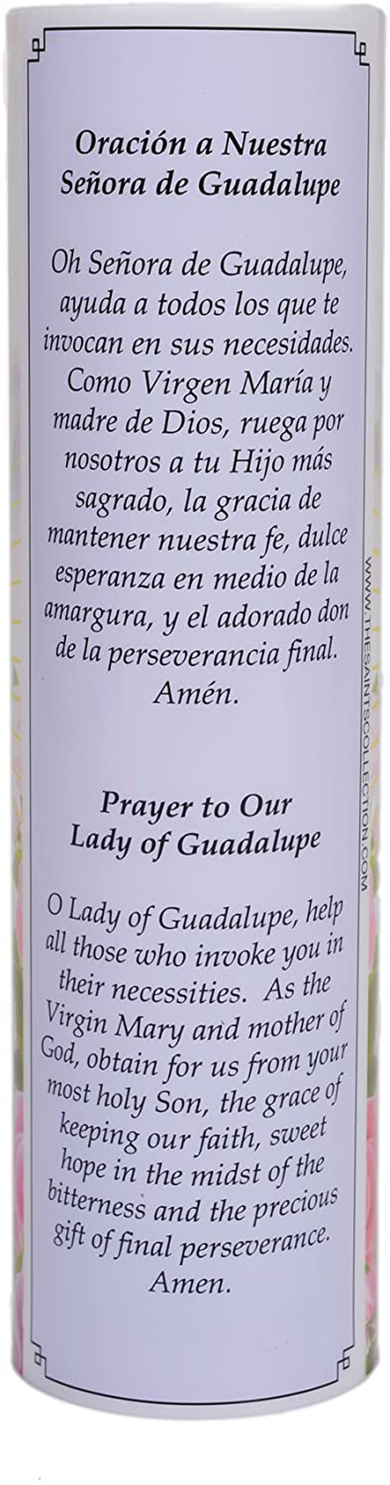 The Virgin of Guadalupe LED Flameless Devotion Prayer Candle, Religious Gift, 6 Hour Timer for More Hours of Enjoyment and Devotion! Dimensions 8.1875" x 2.375"