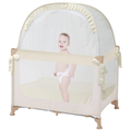 L RUNNZER Baby Crib Tent Crib Net to Keep Baby In, Pop up Crib Tent Canopy Keep Baby from Climbing Out Sporting Goods > Outdoor Recreation > Camping & Hiking > Tent Accessories L RUNNZER Beige Pack N Play Tent 