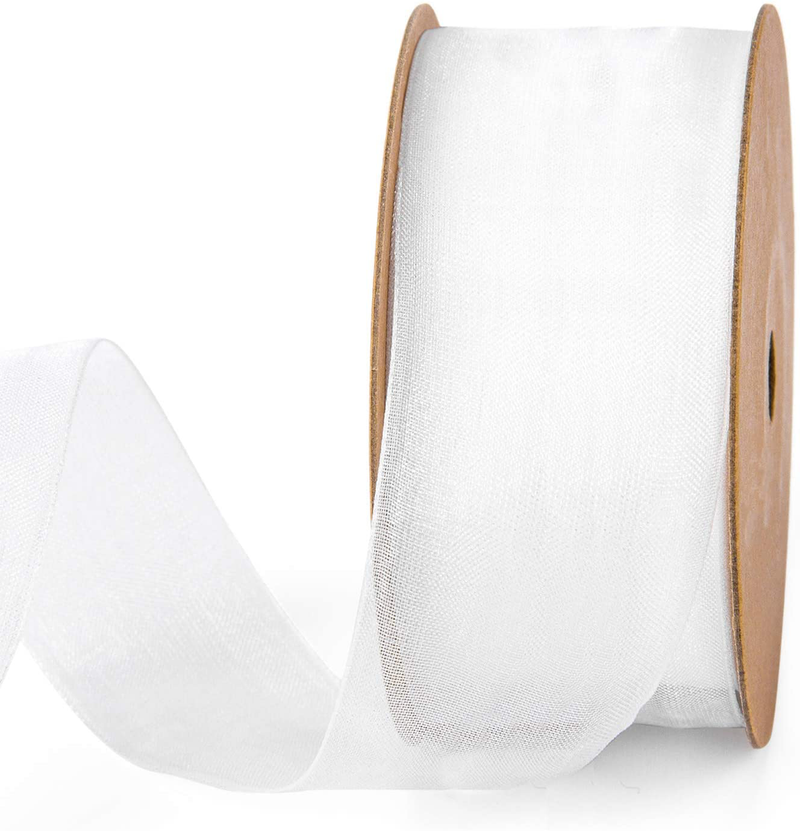 LaRibbons 1 Inch Sheer Organza Ribbon - 25 Yards for Gift Wrappping, Bouquet Wrapping, Decoration, Craft - Rose Arts & Entertainment > Hobbies & Creative Arts > Arts & Crafts > Art & Crafting Materials > Embellishments & Trims > Ribbons & Trim LaRibbons White 1.5 inch x 25 Yards 