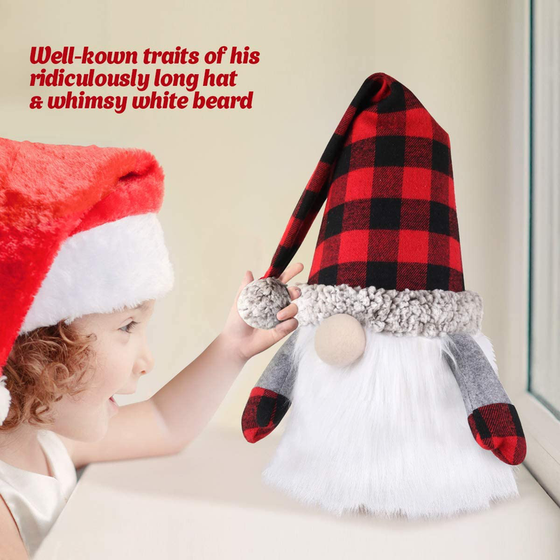 D-FantiX Gnome Christmas Tree Topper, 27.5 Inch Large Swedish Tomte Gnome Christmas Ornaments Santa Gnomes Plush Scandinavian Christmas Decorations Holiday Home Décor with Plaid Hat Home & Garden > Decor > Seasonal & Holiday Decorations D-FantiX   
