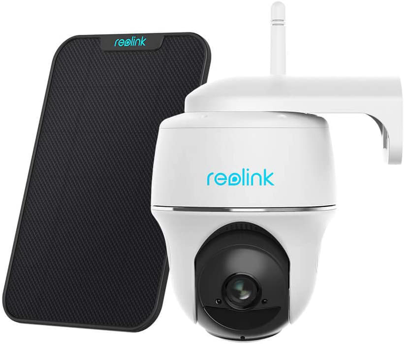 Reolink Argus PT w/ Solar Panel - Wireless Pan Tilt Solar Powered WiFi Security Camera System w/ Rechargeable Battery Outdoor Home Surveillance, 2-Way Audio, Support Alexa/ Google Assistant/ Cloud