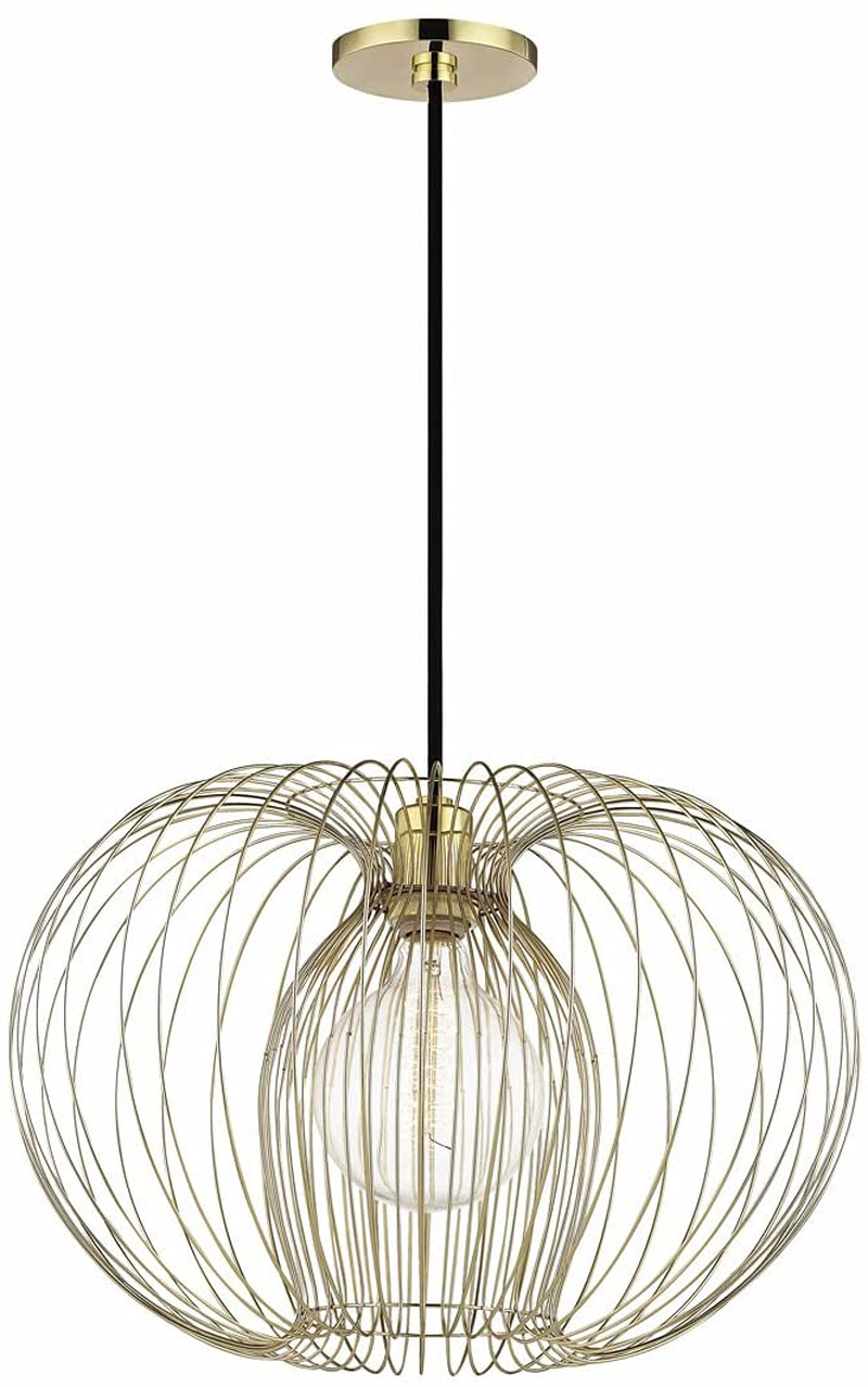 Mitzi H181701L-PB Contemporary Modern One Light Pendant from Jasmine Collection Cast Finish, Polished Brass